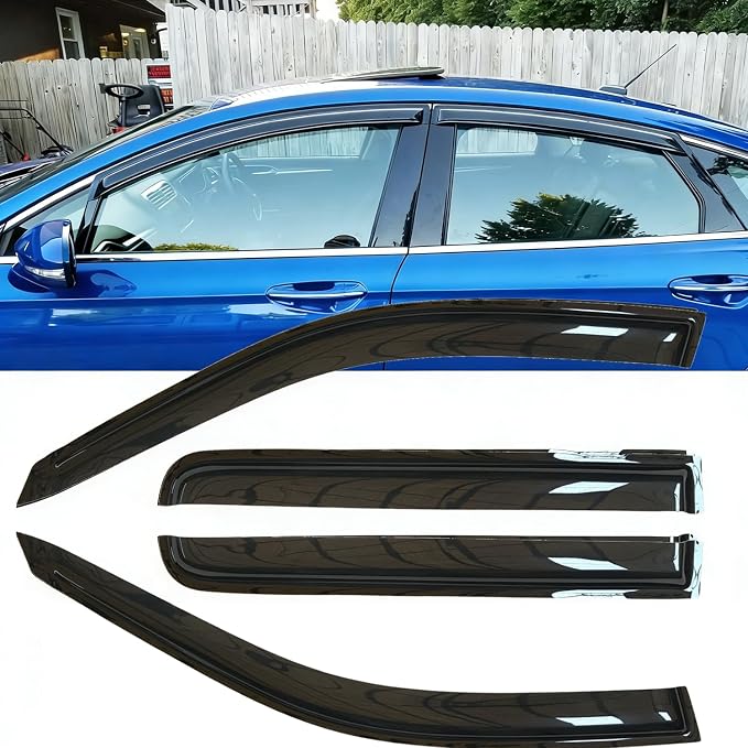 4pcs Original Shatterproof Rainproof Side Window Wind Deflectors for 2013-2020 Ford Fusion,Outside Mount Rain Guards Sets,Nice Looking Window Visors for Cars,Vent Deflector for Fusion 13-20 94714