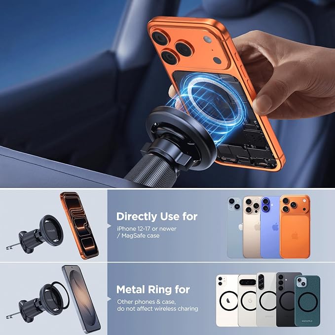 Car Phone Holder for Magsafe [Strong Magnets] Magnetic Phone Holders for Your Car, 360°Adjustable Air Vent Hands Free Cell Phone Mount Cradle Fit iPhone 17-12 & All Smartphones, Black