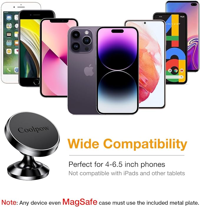 【2 Packs Magnetic Phone Holder for Car【Strong Magnet】 Phone Holders for Your Car Phone Holder Mount【4 Metal Plate】 Universal Car Accessories for Women Men for iPhone Samsung Speakerphones