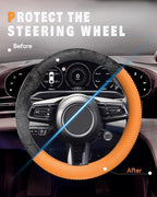 Car Steering Wheel Cover, Thin Anti-Skid Silicone Steering Wheel Cover for Men & Women, Universal Automotive Interior Accessories for Most Cars (Dark Orange)
