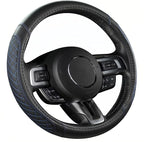 Car Steering Wheel Cover for Ford Escape,Explorer,Fusion,Focus,Bronco,Transit,Edge(Diamond Quilted - Black+Blue- Standard Size)