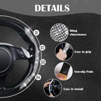 Bling Diamond Segmented Steering Wheel Cover with Crystal Rhinestones, 2PCS Wheel Protector Non-Slip Cute Car Accessories Universal Fit D-Shape O-Shape 14.5" to 16" for Women, Silver Diamond