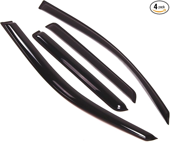 Outside Mount Window Vent Visors Rain Guards Compatible with Chevy Trailblazer 2002-2009 | Side Window Wind Deflectors Rain Shields | Black Tinted, 4 Pcs Set, BGWV-084