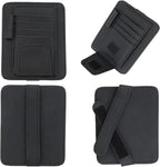 Small Leather Sun Visor Organizer for Car and Truck - Sunglass Holder, Card Sleeve Pocket, Document Holder for Registration, Driving License, Insurance, Pen, Chapstick