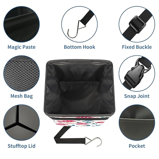 Car Trash Can – Multi-Purpose, Lightweight and Portable with Durable Water-Resistant Coating, No Installation Required, Practical and Ample Capacity, Variety of Colors.Mushroom