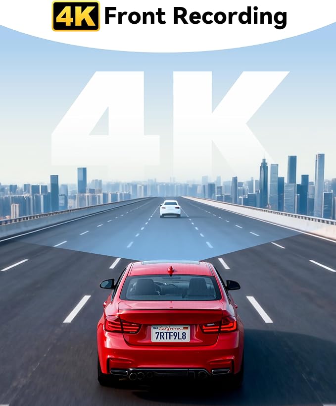 F9 Lite 4K Dash Cam Front, ADAS, Built-in WiFi APP Control Dash Camera for Cars, 2160P UHD Mini Car Dash Cam with GPS, Night Vision, G-Sensor, 24H Parking Monitor (SD Card Not Included)