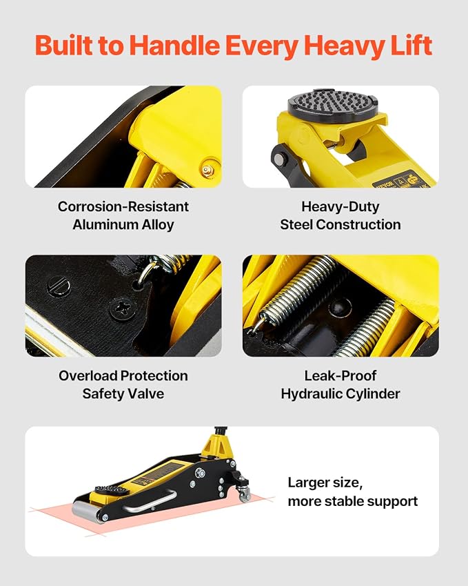 Low Profile Floor Jack 1.5 Ton (3300 LBS), Aluminum and Steel Race Ground Elevator with Dual Pistons Quick Lift Pump Auto Repair Car Maintenance, Lifting Range 3-3/20"-14-10/27"
