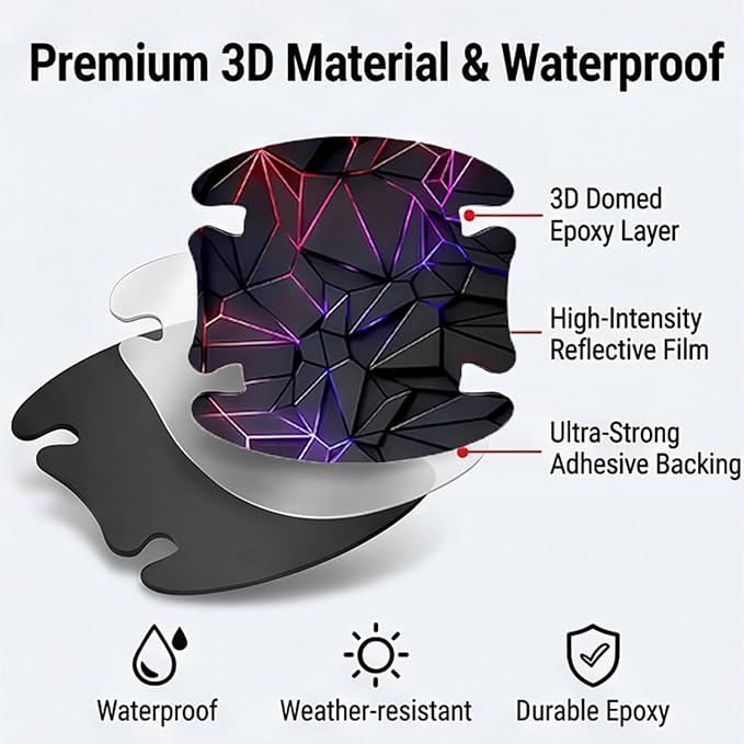 3D Texture Car Door Handle Protector ，Anti-Scratch Waterproof Paint Protection Film, Car Door Bowl Guard Sticker，Universal Vehicle Exterior Decoration Accessories (Red - B)