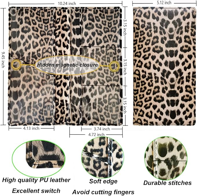Premium Car Registration and Insurance Holder,Registration Insurance Card Holder of Leopard Print PU Leather Looks Stylish and Special,Glove Box Organizer Makes Your Documents In Order.