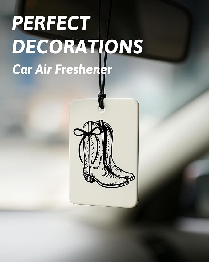 Black Coquette Western Car Air Freshener 4 Pcs, Howdy Long Live Cowgirls Disco Ball Hanging Air Freshener for Cars Closet Drawer Books, Girly Western Car Accessories Mirror Decor for Women