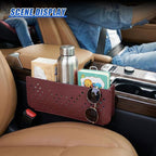 Car Seat Side Pocket Organizer, PU Leather Water-Resistant Car Console Storage Bag, Multifunctional Auto Interior Door Tray Pouch Organizer Accessories for Phone Keys Sunglasses (Burgundy)