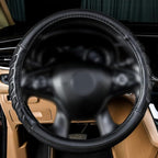 car Steering Wheel Cover Faux Leather Massage Universal fit 3D Honeycomb Hole Anti-Slip Sporty 15 Inches (Black Black)