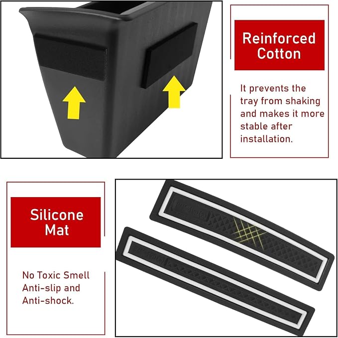 for Ram 1500 Door Side Organizer Tray 2019 2020 2021 2022 2023 2024 2025 2026, for Ram 1500 Door Pocket Insert 4 Pcs with White-Lines Mats (Does not fit 2500 3500)