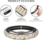Retro Pigeon Flower Elastic Steering Wheel Cover Non-Slip Breathable Steering Wheel Protector Fit Auto, SUVs, Truck