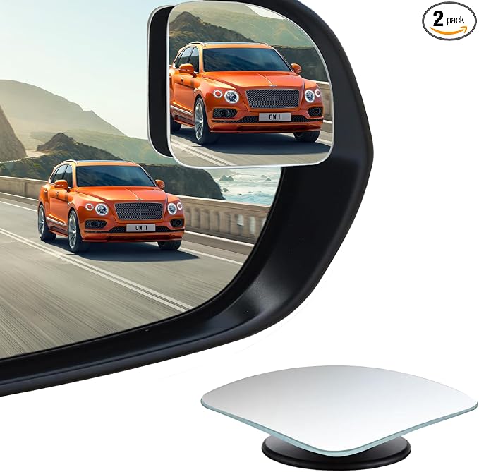 Blind Spot Mirrors - 2 Pack Fan HD Glass Frameless Convex Rear View Mirror with Wide Angle Adjustable Stick for Cars, Trucks, And Motorcycles Stuff Rearview Mirror Accessories Decor