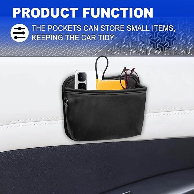 Car Seat Side Storage Pocket/Multi-Pocket Centre Console Storage Box, Car Seat Side Pocket Organizer, PU Leather Pouch Bag (Black)