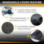 Car Windshield Cover Large Enhanced 600D Oxford Fabric Windshield Frost Cover for Ice and Snow Frost Waterproof Wiper Front Window Protects UV Sunshade Cover for Most Cars SUV Vans (75" x 42")