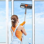 Chabatree Window Squeegee Cleaner Set 2-in-1 Window Cleaning Tool with Extendable Pole, Window Cleaning kit with Bendable Head for Indoor & Outdoor Glass for Car Indoor Outdoor High Windows