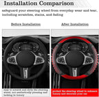 5D Honeycomb Black Red Car Steering Wheel Cover,14.5-15 Inch Universal Carbon Fibre Leather Covers Breathable Anti-Slip Odorless Steering Wheels Accessories for Men Women