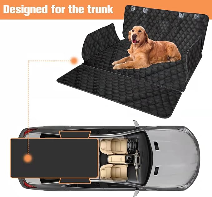 SUV Cargo Liner for Dogs, Waterproof Trunk Cover for SUVs with Bumper Flap Protector, Scratchproof Durable 600D Oxford Fabric, Non-Slip, Machine Washable