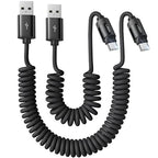 Coiled USB C Cable, 2 Pack for Android Auto & CarPlay Cable, Short USB A to USB C Cable Compatible with iPhone 17/16/15, Samsung Galaxy S25/S24/S23 A15/A14, Google Pixel 9/8, Space Black 4+6FT