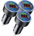 4-Port USB C Car Charger 78W PD Fast Charging 3-Pack | Metal & Safe: Voltage display tracks battery. Smart chip protects devices. Universal fit for all phones, cars & family trips.