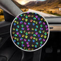 Dog Paw Print Steering Wheel Cover Sun Shade Universal 17 inch Cooling Steering Wheel Sun Cover for Heat Protection Cute Car Steering Wheel Accessories for Women Dog Lover
