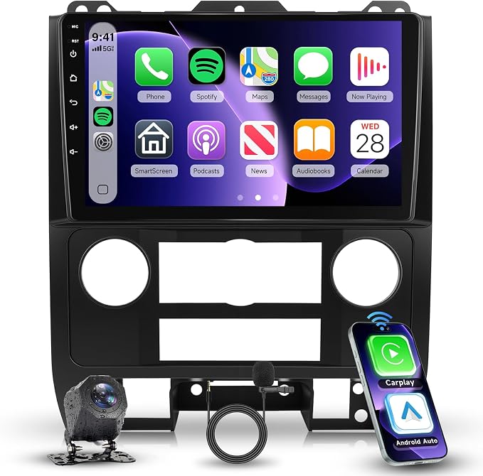 5Ghz WiFi Android 15 Car Radio for Ford Escape Kuga Mazda Tribute 2007-2012,9 Inch HD IPS Screen,32-Bnad EQ,Bluetooth 5.0,Wireless Carplay,Android Auto,Dual USB Port,GPS,HD Backup Camera,2G+64G