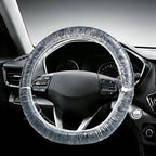 100Pcs Disposable Car Steering Wheel Covers, Universal Plastic Steering Wheel Protector with Elastic, Automotive Interior Protection Accessories for Most Vehicle Models