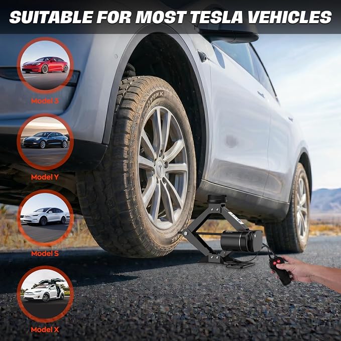 Electric Jack for Tesla Model Y Model 3/S/X - Portable 3 Ton Electric Car Jack Kit for Tesla Vehicles, Tire Changing Kit with Lug Wrench