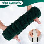 Furry Car Steering Wheel Cover with Gear Shift Cover, Soft and Warm, Cute Fluffy Auto Decor for Women Men, Standard Size, 2 PCS Set, Dark Green