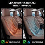 Coverado Full Set Car Seat Covers, Brown Leather Seat Protectors for Cars, Waterproof Luxury Front & Back Car Seat Covers, Universal Fit for Most Cars-Brown
