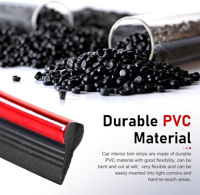 Car Interior Moulding Trim Strip, 33Ft/10M Car Flexible Electroplating Decoration Styling Door Dashboard, DIY Pinstriping Filler Insert Strip, with Installing Tool, Interior Accessory(Red)