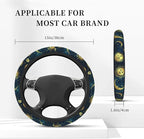 Gold Moon Sun Stars Magical Steering Wheel Cover for Women Men Girls Car Accessories Decor Anti-Slip Neoprene Auto Steering Wheel Covers Protector Universal 15 Inch