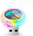 Dragonfly USB LED Car Portable Interior Multi-Color Atmosphere Lamp | Portable Mini LED Night Light Auto Ambient Lighting, Universal Vehicle Bedroom Decor Car Accessories Gifts for Women Men
