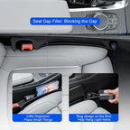 Car Seat Gap Filler 2 Pack with 180° Flip Design - Premium TPE Seat Console Organizer with Storage Box - Universal Fit for Car SUV Truck - Anti-Drop Crevice Blocker (Black)