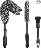 3PCS Wheel Brush Kit for Cleaning Wheel and Tire, Wheel and Rim Brush, Car Detailing Brushes, Bendable & Durable Car Wheel Rim Cleaner Brush Set,Car Detailing Cleaning Brush Supplies Kit