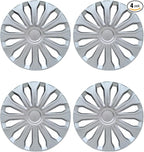 Hubcaps,16 inch hubcaps Set of 4, Wheel Rim Cover ABS Material, Snap On Car Truck SUV Replacement, for Toyota Camry Nissan Mazda etc, Silver