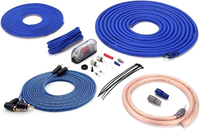 ORION Cobalt COKIT4 4-Gauge CCA Amp Wiring Kit, 100% American Wire Gauge (AWG) Standard, High Current Amplifier Install Kit with Fuse Holder, RCA Cable & Speaker Wire for Car Audio Systems