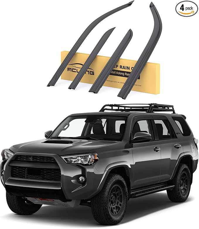 Rain Guards Compatible with Toyota 4Runner 2010-2024, Durable Tape-on Side Window Wind Deflectors & Visors 2010-2024 4Runner Rain Guard, Black 4 PCS