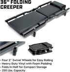 Powerbuilt 6 Piece Car Jack and Garage Creeper Service Set, 2 Ton Vehicle Lift, Jackstands, Folding Creeper, Wheel Chocks, Car Repair Garage Equipment - 640816, Large, Red