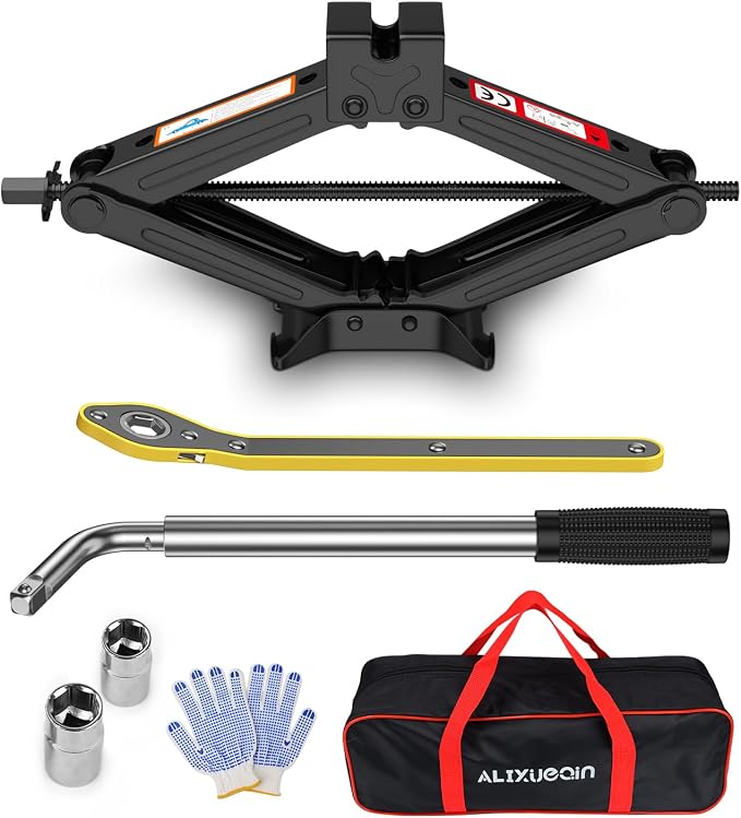 Car Jack Kit, 2 Ton (4409 lbs) Scissor Jack for Car, SUV, MPV | Alloy Steel Heavy Duty Scissor Car Jack, Portable Garage Tire Change Repair Tool, Outdoor Car Emergency Kit