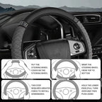Bling Car Steering Wheel Cover, 15 Inch Rhinestones Soft Leather Elastic Steering Wheel Protector, Sparkly Crystal Diamond for Women, Car Interior Accessories for Most Cars (Grey)