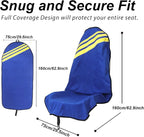 Waterproof Car Towel Seat Covers Front Seats for After Gym Workout,Auto Universal Interior Sweat Towels Cloth Bucket Carseat Cover Protector for Trucks SUV RV Boat Van (Blue with Yellow)