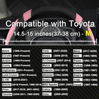 Customized Auto Car Steering Wheel Cover for Toyota Rav4 Corolla Camry Highlander (Black+Pink-Standard Size)