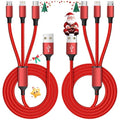 Multi Charging Cable, (2 Pack 4FT) Multi USB Charger Cable 3 in 1 Charging Nylon Braided Multi Charging Cord with Type-C, Micro USB, IP Port for Most Phones/iPhones/Tablets, Red