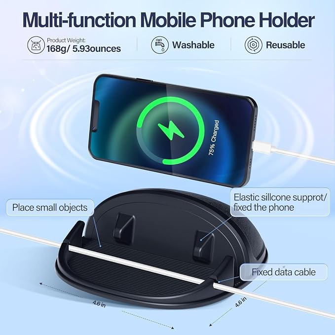 2 Pack Dashboard Car Phone Holder Mount, Universal Cell Phone Automobile Cradles Ultra Stable Slip Free Hands Free Car Accessories Compatible for iPhone, Most Smartphones and GPS