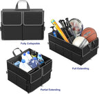 Foldable Car Trunk Organizer for SUV, 3-Compartment, Black | with Removable Divider, Side Pockets and Securing Straps