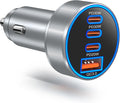 USB C Car Charger, 98W Super Fast Charging Cigarette Lighter Adapter Multiport 12V-24V USB Phone Car Charger Plug for iPhone 17 17e 16 15 14 13 12 Pro Max Pad Galaxy Pixel Android(Gray)