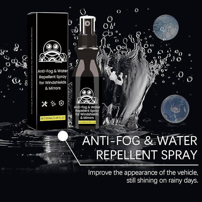 Anti-Fog & Water Repellent Spray: Anti-Fog & Water Repellent Spray for Windshields & Mirrors, Quick Interior & Exterior Car Glass Bundle for Windows, Windshields, Mirrors, Rain-Repellent (1pc)